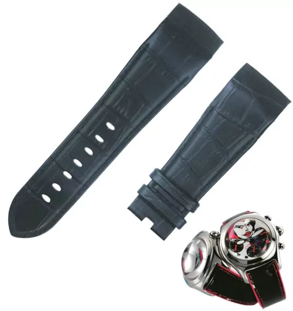 COSPXE-4 Black Strap for Corum Bubble In Crocodile/Alligator Grain 26mm
