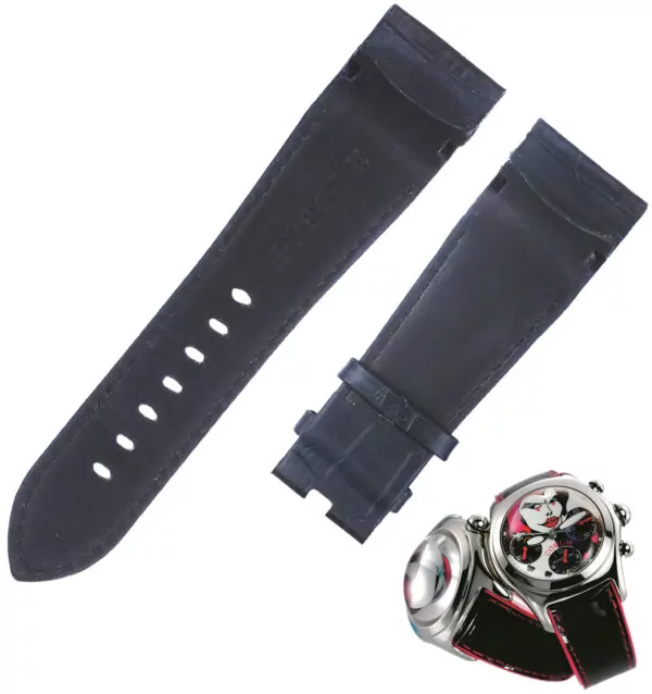 COSPXE-3 Black Strap for Corum Bubble In Crocodile/Alligator Grain 26mm