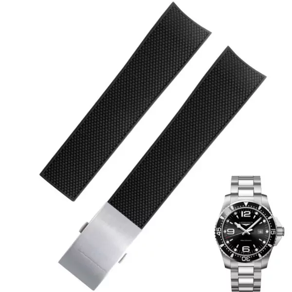 rubber-hydroconquest-strap-8 Black Strap for Hydroconquest L3 Longines In Rubber