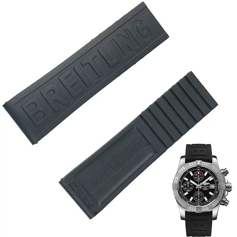 BTFRXX2-5 Black Strap For Navitimer, Chronomat, Avenger, SuperOcean, Aviator 22, 24mm In Rubber