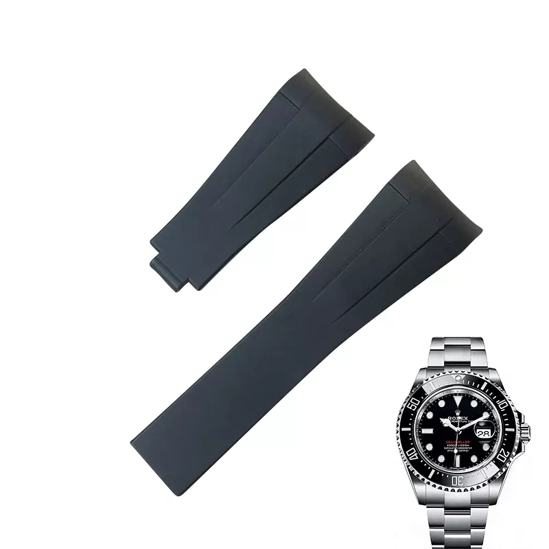 Black no clasp_racelet-de-montre-en-caoutchouc-silicon_variants-0 copy Black Strap for Rolex Sea-Dweller 126600 in Rubber - 22mm
