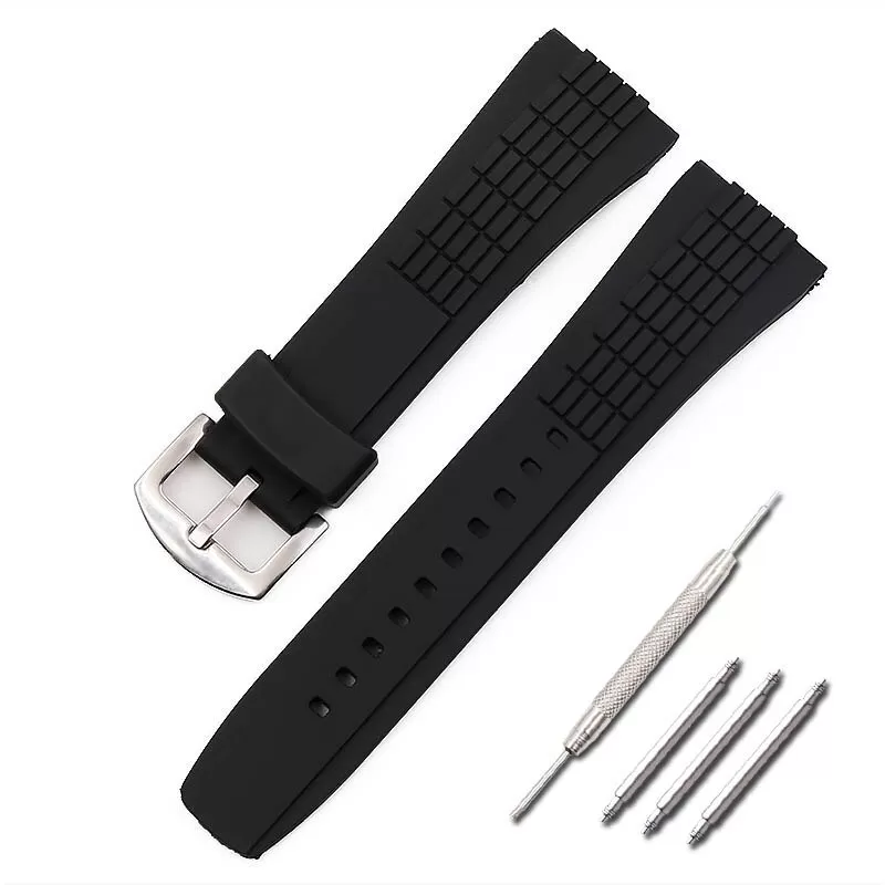 1_Bracelet-en-Silicone-montre-pour-hommes-accessoires-boucle-ardillon-26mm-pour-SeikoVELATURA-s-rie-sports-de (1) Black Strap for Seiko Velatura 26mm In Rubber