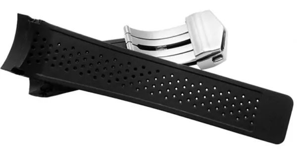 THSR1X2-7 Black Strap for TAG Heuer Carrera In Perforated Rubber - 22,24mm