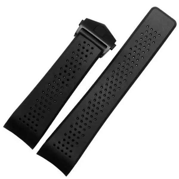 THSR1X2-3 Black Strap for TAG Heuer Carrera In Perforated Rubber - 22,24mm