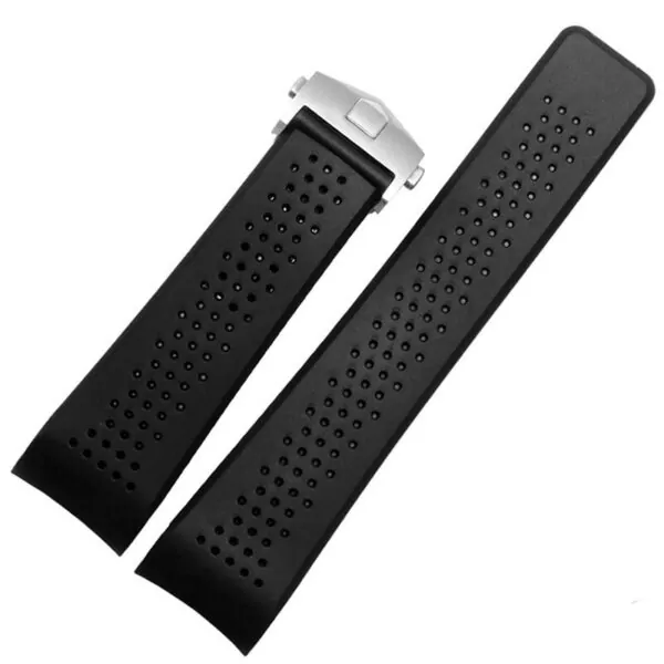 THSR1X2-2 Black Strap for TAG Heuer Carrera In Perforated Rubber - 22,24mm