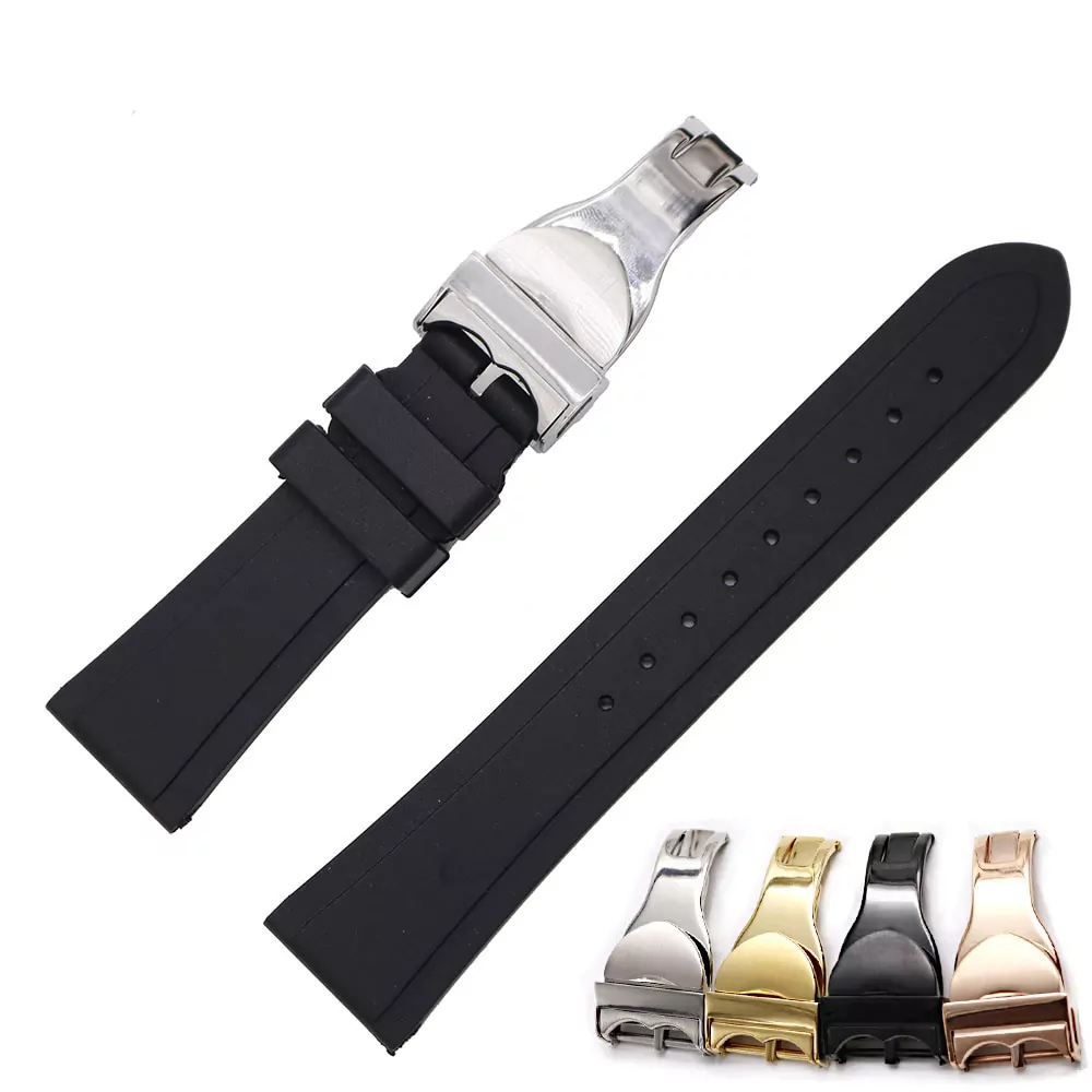 0_Bracelet-de-montre-de-remplacement-en-caoutchouc-de-Silicone-imperm-able-noir-Rolamy-22mm-bracelet-avec Black Strap for Tudor Black Bay, Pelagos in Rubber - 20,22mm