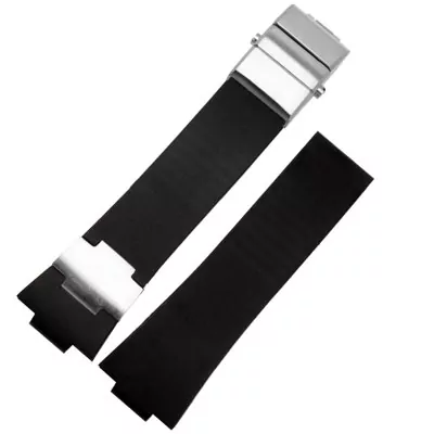 0_Bracelet-de-montre-en-caoutchouc-tanche-boucle-en-acier-bracelet-de-montre-en-Silicone-pour-Ulysse Black Rubber Strap for Ulysse Nardin Marine 1183 Observatory 243