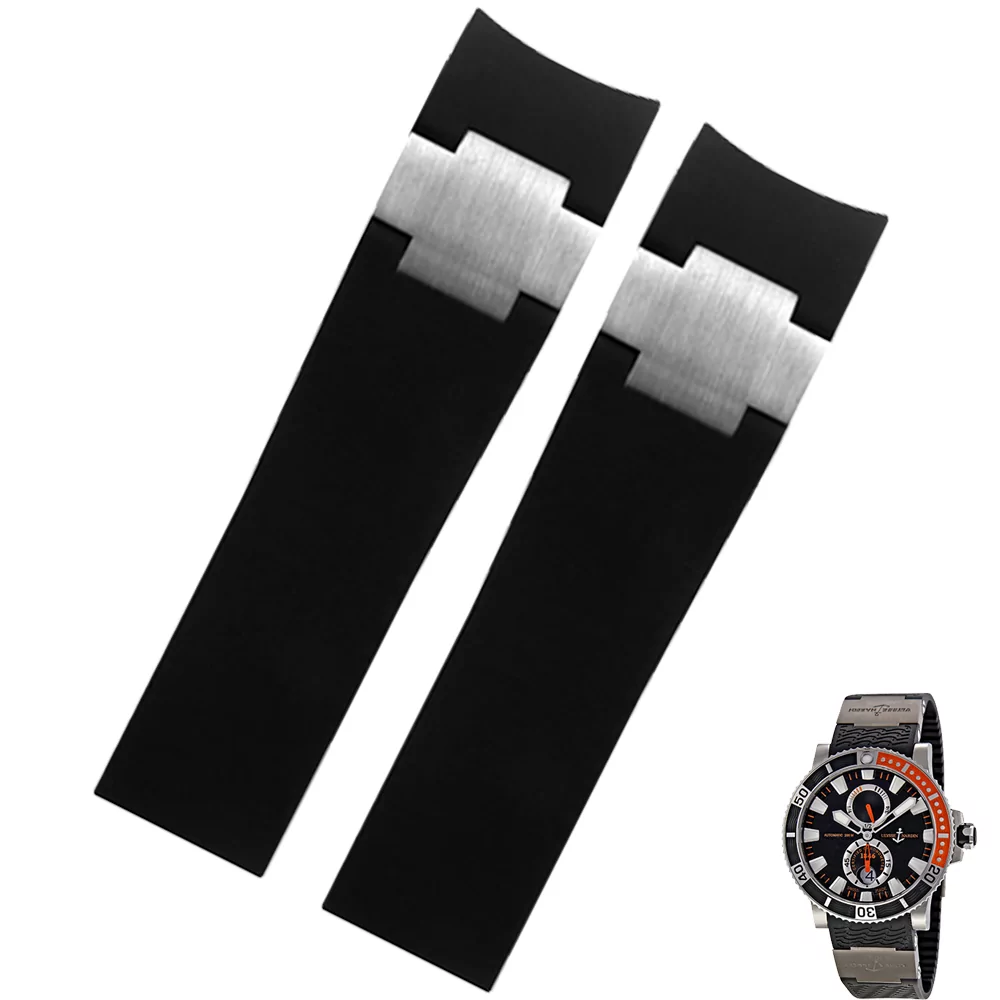Strap-marine-diver-torpilleur-bracelet-rubber-10 Black Strap For Ulysse Nardin Marine Diver/Torpilleur 22mm In Rubber