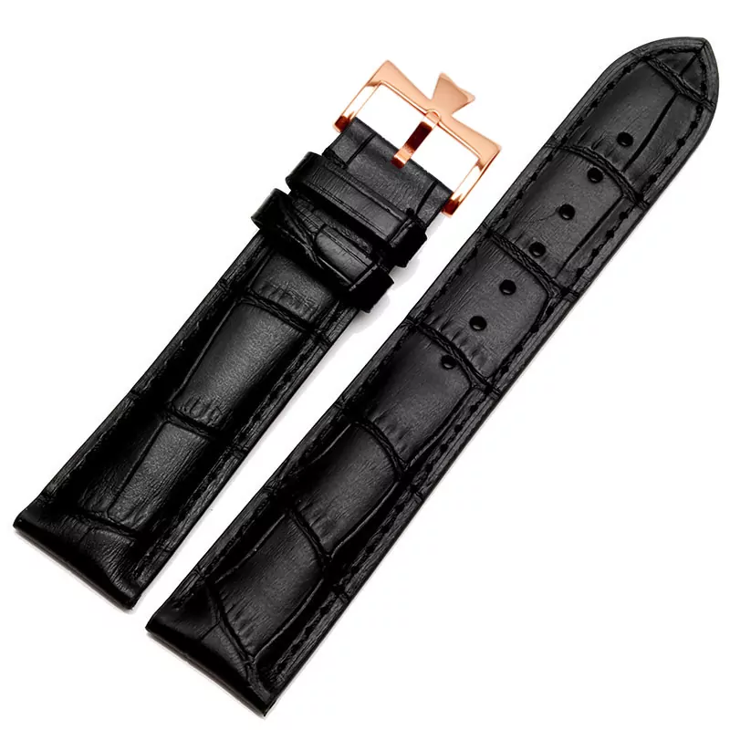 En-cuir-bracelet-de-montre-appropri-pour-Vacheron-Constantin-Seiko-Casio-montre-et-accessoires-19mm-20mm (2) Black Strap for Vacheron Constantin Patrimony, Traditionnelle - 19,20,21,22mm