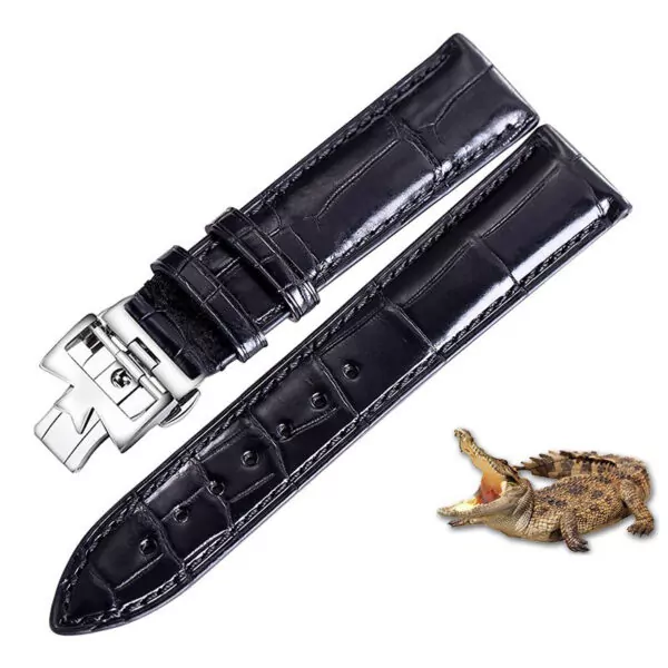 2_Bracelet-en-cuir-de-crocodile-am-ricain-m-le-convient-pour-Vacheron-Constantin-original-en-cuir (1) Black Strap for Vacheron Constantin Patrimony, Traditionnelle in Genuine Crocodile- 19,20,21,22mm