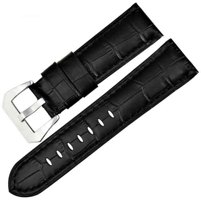 Black Strap Panerai Luminor Black Strap Panerai Luminor, Marina, Submersible In Crocodile/Alligator Grain - 22, 24, 26mm