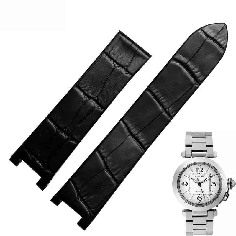 Black Strap Pasha Cartier In Crocodile/Alligator Grain - 20mm