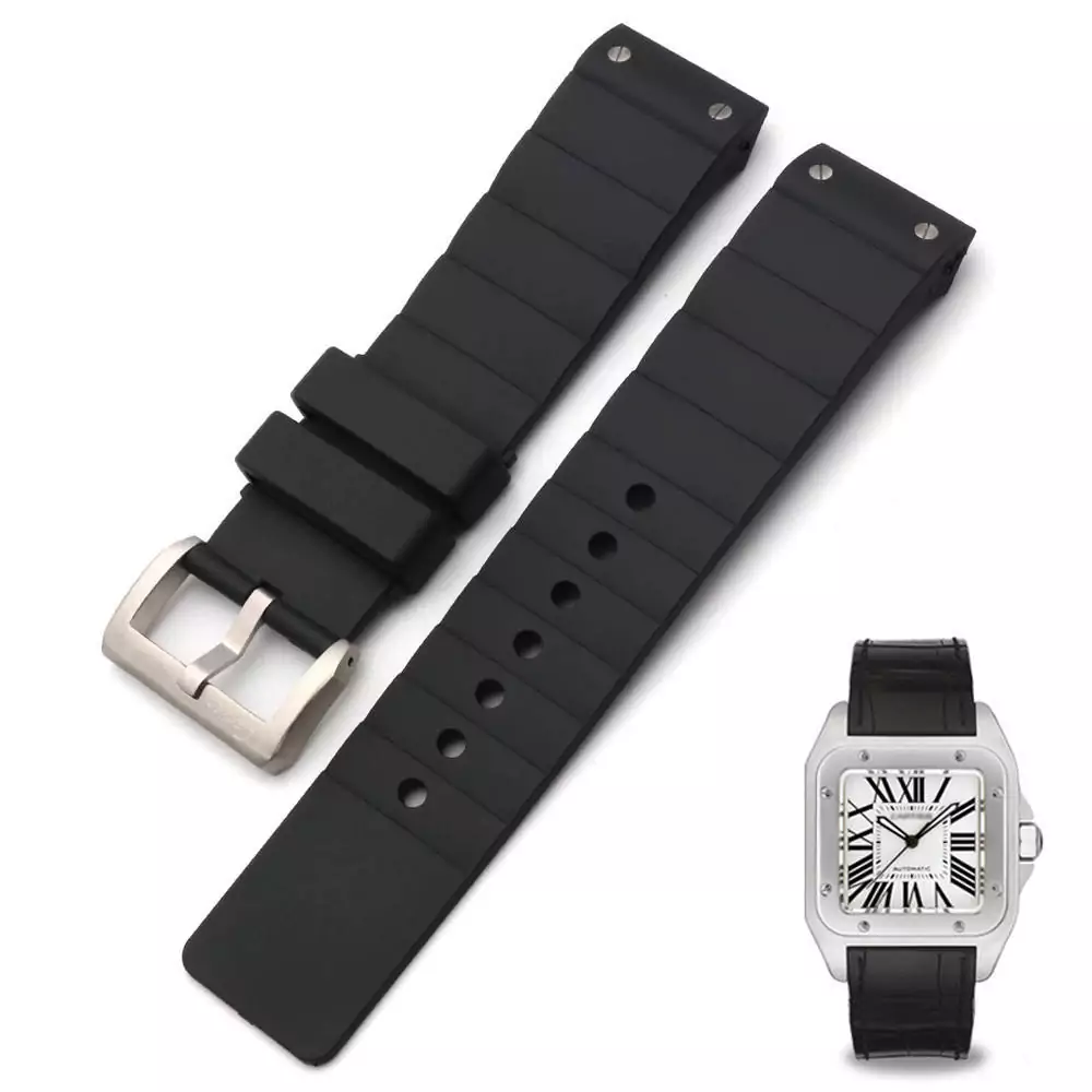 CASRXJ1-2 Black Strap Santos XL Cartier 23mm In Rubber