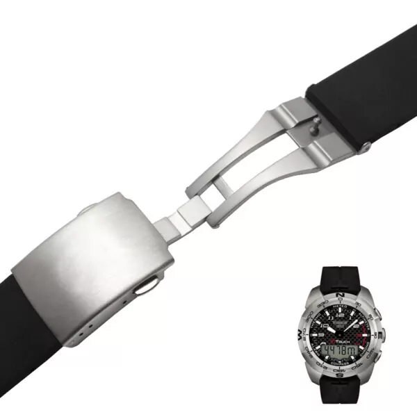 Nouvelle-arriv-e-silicone-montre-bracelet-avec-boucle-d-ployante-21-20mm-en-caoutchouc-bande-T013-2 Black Strap Tissot T-Touch, T013, T091,T081 20,21mm In Rubber