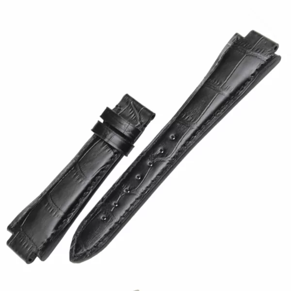 Leather strap alligator crocodile grain T60 Tissot-4 Black Strap Tissot T60 24x14mm In Calf leather Crocodile/Alligator Grain