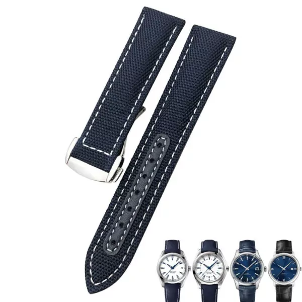 racelet-en-toile-en-nylon-pour-omega-se_main-5 Blue & White Strap Bracelet for Omega Seamaster Aqua Terra in Nylon