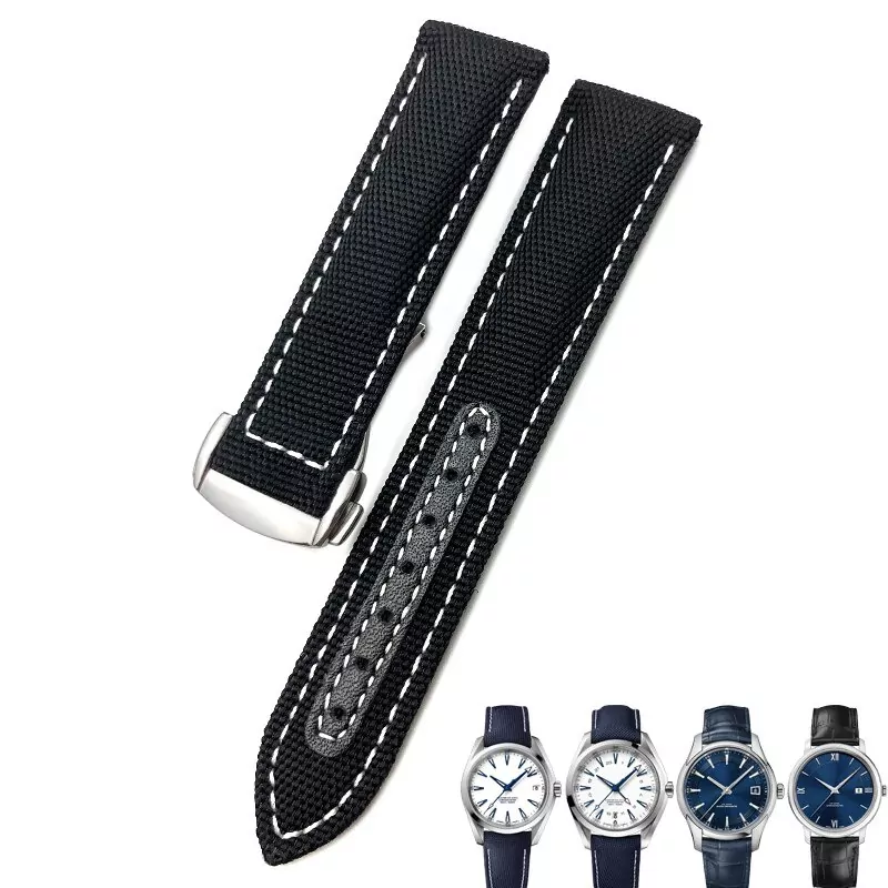Black white silver_racelet-en-toile-en-nylon-pour-omega-se_variants-4 Black & White Nylon Strap Bracelet for Omega Seamaster Aqua Terra