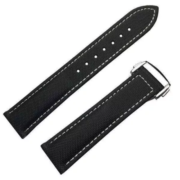 Bracelet-FOR-Omega-Seamaster-SpeedMaster-fabric-tissue-band-black-20mm-153338447867 Black & White Nylon Strap for Omega Seamaster, Speedmaster - 18,20,22mm