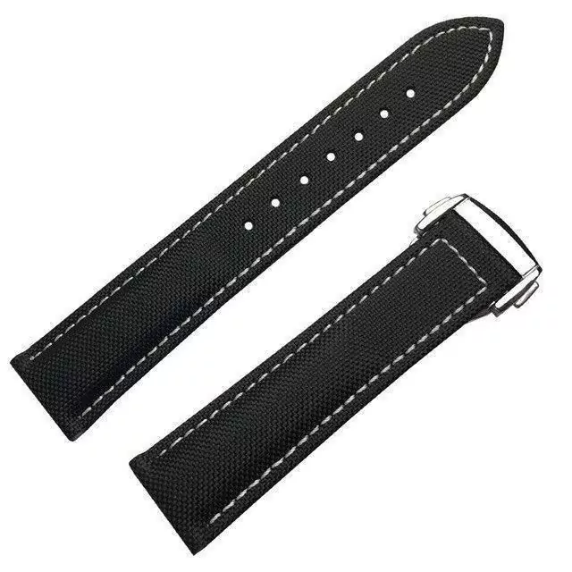 Black & White Nylon Strap for Omega Seamaster, Speedmaster - 18,20,22mm