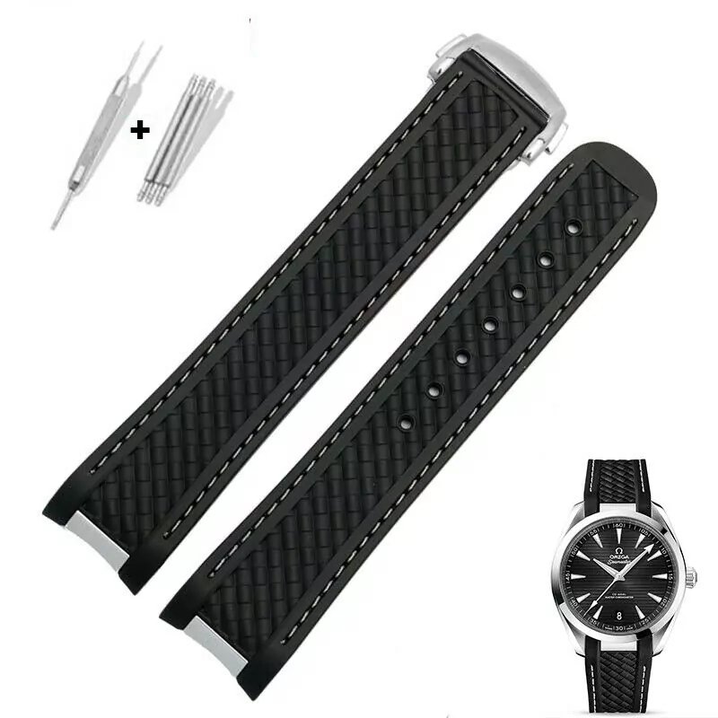 s-l1600 (6) Black & White Rubber Strap for Omega Seamaster Aqua Terra 300