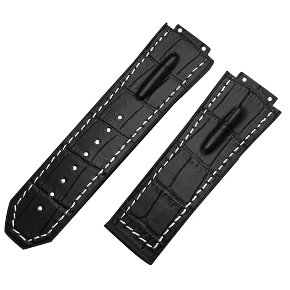 Untitled-1 copy Black & White Strap Band Hublot Big Bang King Power 29x19mm in Printed Crocodile Hornback Leather