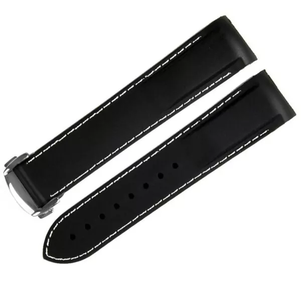 black white_racelet-de-montre-bracelet-de-sport-en_variants-2 Black & White Strap Bracelet for Omega Speedmaster, Planet Ocean in Rubber - 20,22mm