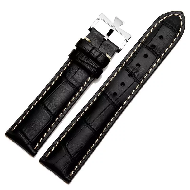En-cuir-bracelet-de-montre-appropri-pour-Vacheron-Constantin-Seiko-Casio-montre-et-accessoires-19mm-20mm (11) Black & White Strap for Vacheron Constantin Patrimony, Traditionnelle - 19,20,21,22mm