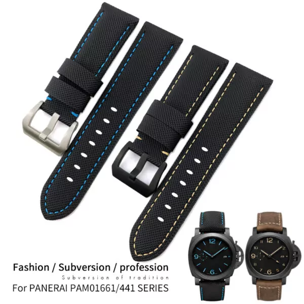 0_24mm-de-haute-qualit-en-Nylon-toile-cuir-Bracelet-de-montre-pour-Panerai-Bracelet-de-montre (1) Black & White Strap Panerai Luminor, Marina, Submersible 24mm In Nylon