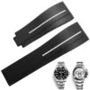 White Black & White Line Rubber Strap for Rolex 20mm