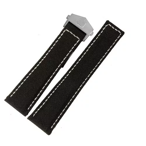 4_Bracelet-de-montre-en-Nylon-cuir-tanche-22mm-noir-avec-bracelet-de-ligne-blanc-bleu-rouge Black & White Strap for TAG Heuer Aquaracer, Carrera, Monaco in Nylon - 22mm