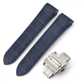Blue Alligator Grain Leather for Cartier Santos 100 M / XL