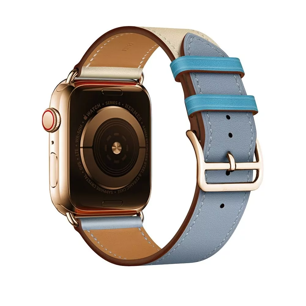 11_our-bracelet-de-montre-apple-5-4-3-2-1_variants-18 Blue, Beige & Rose Gold Strap Apple iWatch Hermes In Leather