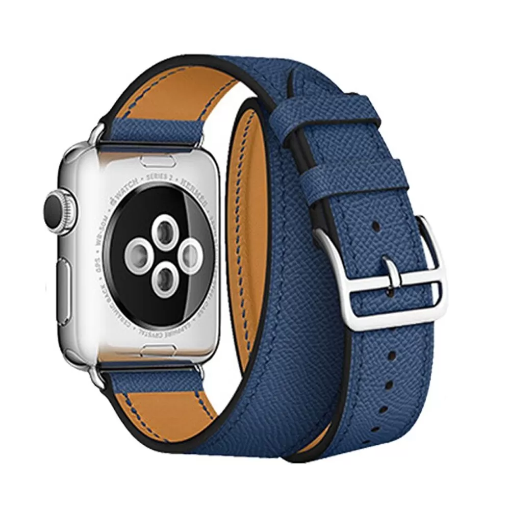 Midnight Blue_erm-logo-sur-boucle-bracelet-pour-apple_variants-52 Blue Double Tour Band Apple iWatch Hermes In Leather