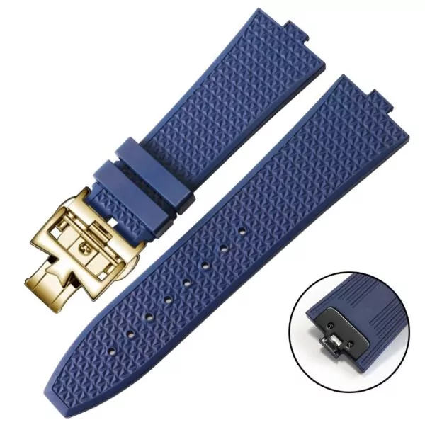 blue gold clasp_quick-disassembly-fluororubber-watchband_variants-7 Blue Rubber Strap for Vacheron Constantin Overseas Quick-Release - 24x7mm