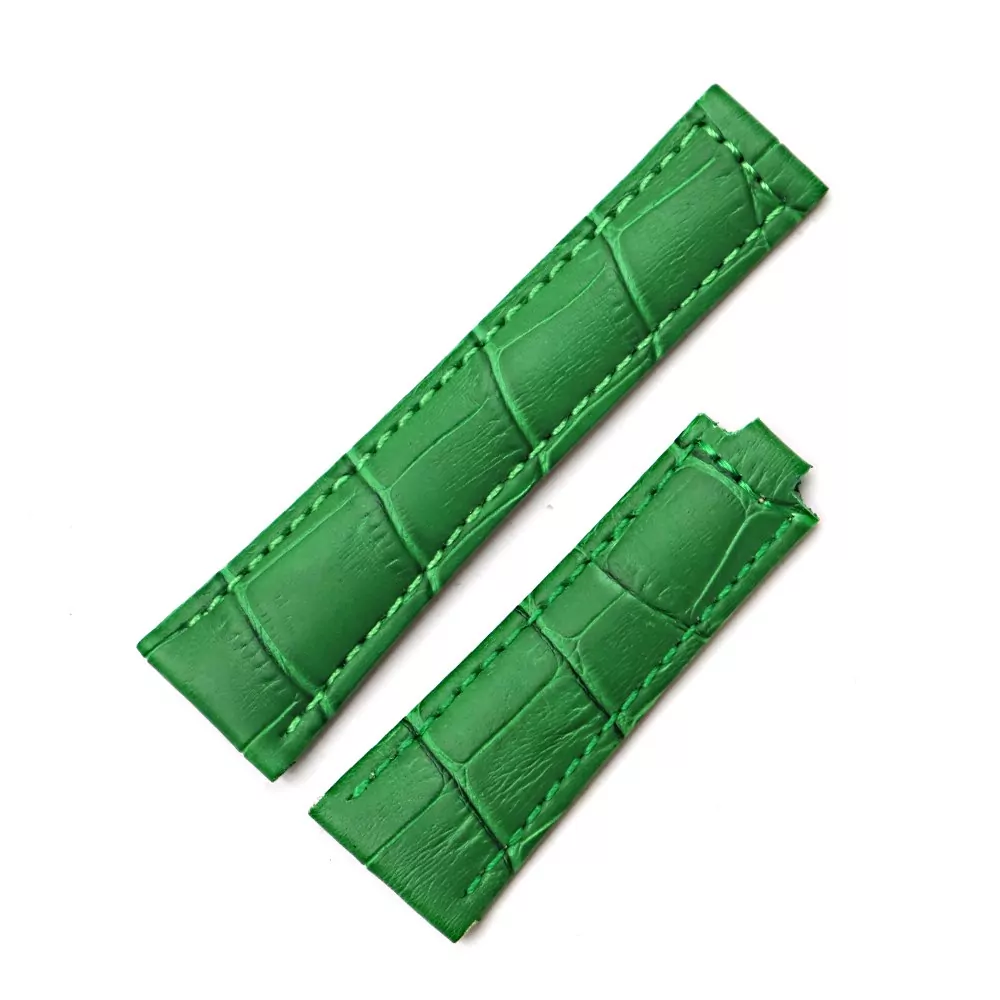 CARLYWET-20mm-Hommes-Femmes-Noir-Vert-Blanc-Brun-Rouge-Bleu-R-el-Veau-En-Cuir-VINTAGE-4 Green Leather Bracelet for Rolex Daytona, GMT, Submariner Oyster Date band - 20mm