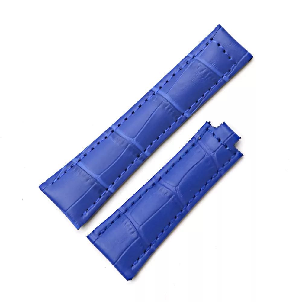 CARLYWET-20mm-Hommes-Femmes-Noir-Vert-Blanc-Brun-Rouge-Bleu-R-el-Veau-En-Cuir-VINTAGE-1 Blue Leather Bracelet for Rolex Daytona, GMT, Submariner Oyster Date band - 20mm