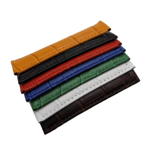 JAWODER-20mm-homme-femmes-brun-vert-bleu-noir-jaune-blanc-rouge-Crocodile-lignes-en-cuir-v_4 Blue Leather Bracelet for Rolex Daytona, GMT, Submariner Oyster Date band - 20mm