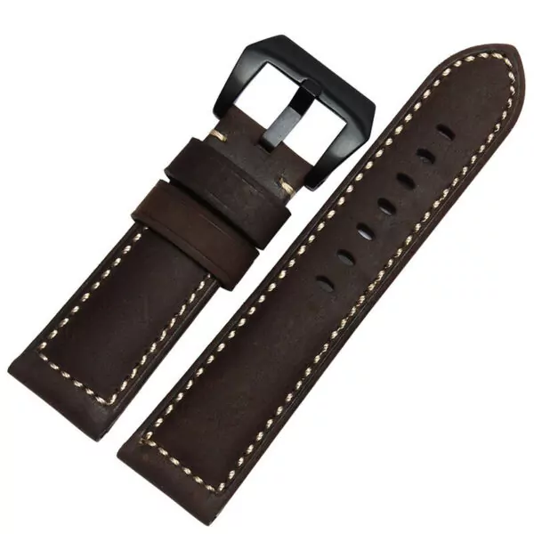 Bracelet-en-cuir-v-ritable-bracelet-intelligent-26-MM-pour-Garmin-Derek-Fenix3-Fenix-3-bracelet-1 copy Brown & White Nubuck Leather Strap for Panerai Luminor, Marina, Submersible - 22, 24, 26mm