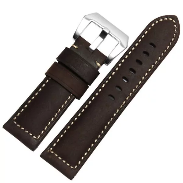 Bracelet-en-cuir-v-ritable-bracelet-intelligent-26-MM-pour-Garmin-Derek-Fenix3-Fenix-3-bracelet-3 copy Brown & White Nubuck Leather Strap for Panerai Luminor, Marina, Submersible - 22, 24, 26mm