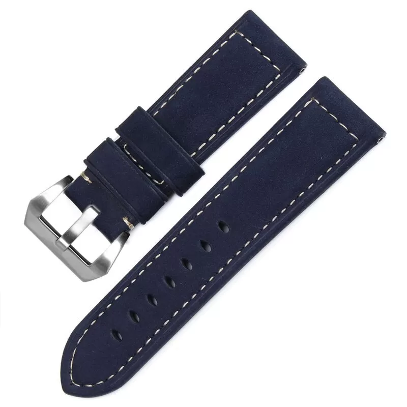 Bracelet-en-cuir-v-ritable-bracelet-intelligent-26-MM-pour-Garmin-Derek-Fenix3-Fenix-3-bracelet-5 Blue Nubuck Leather Strap for Panerai Luminor, Marina, Submersible - 22, 24, 26mm