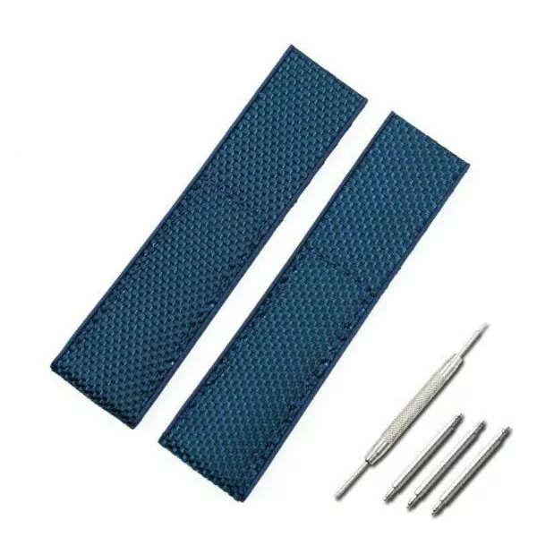 s-l1600 Blue Nylon & Rubber Strap for Breitling Avenger, Navitimer, Chronomat