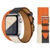 22_100-Bracelet-en-cuir-de-vache-v-ritable-Bracelet-de-ceinture-pour-Apple-Watch-5-4 Blue, Orange & White Double Tour Band Apple iWatch Hermes In Leather