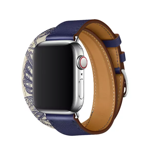 1_Bracelet-Double-Tour-pour-montre-Apple-s-rie-5-4-3-2-bracelet-pour-iWatch-Pulseira (1) Blue & Printed Double Tour Band Apple iWatch Hermes In Leather