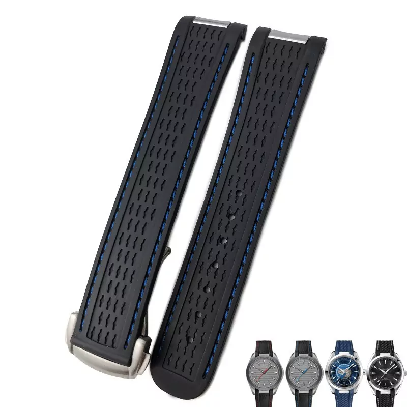 blue 2 Round_0-mm-caoutchouc-silicone-bracelet-de-mon_variants-3 Black & Blue Rubber Strap Bracelet for Omega Seamaster Aqua Terra Ultra Light