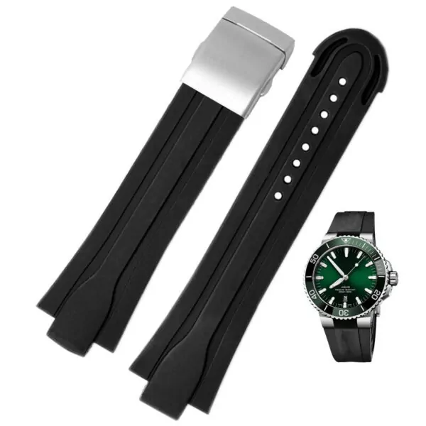 blue-rubber-strap-bracelet-for-oris-aquis-24x12mm-4 Black Rubber Strap Bracelet for Oris Aquis - 24x12mm
