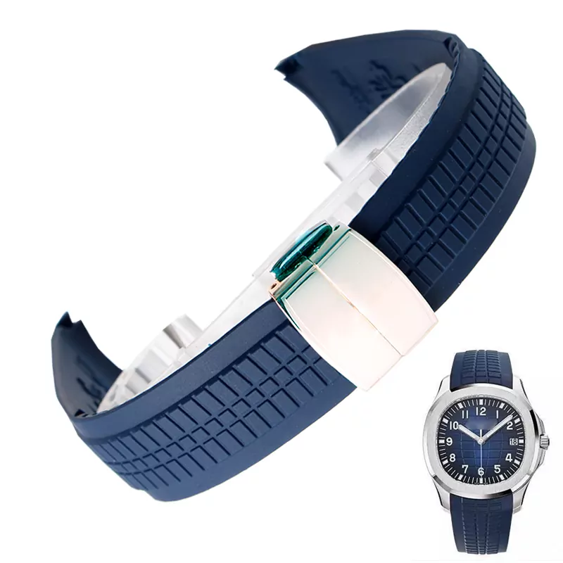 Zhuolei-Qualit-silicone-bracelets-21mm-bracelet-en-caoutchouc-noir-Pour-Aquanaut-s-rie-5164a5167a-001 copy Blue Rubber Strap for Patek Philippe Aquanaut 21mm