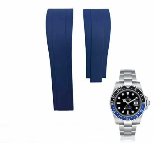 Blue rubber strap oyster flex Blue Rubber Strap for Rolex Submariner, GMT Batman - 20mm