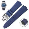blue silver clasp_quick-disassembly-fluororubber-watchband_variants-8 copy Blue Rubber Strap for Vacheron Constantin Overseas Quick-Release - 24x7mm
