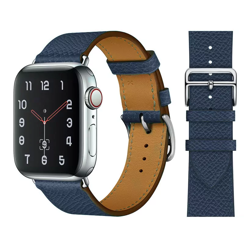 2 Blue Strap Apple iWatch Hermes In Leather