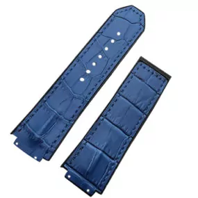 1_Marque-bleu-marron-vert-noir Blue Strap Band Hublot Big Bang King Power 29x19mm in Printed Crocodile Hornback Leather
